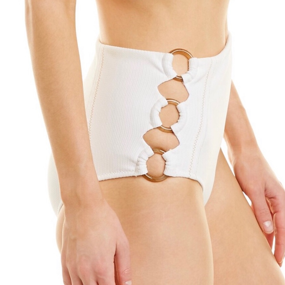 SUBOO high waist ring side ivory bikini bottoms